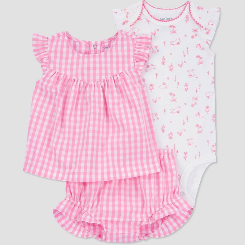 Carter's Just One You® Baby Gingham Bunny Top & Bottom Set - Pink, 1 of 4