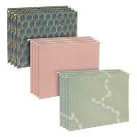 Paper Junkie 12 Pack Decorative Hanging File Folders with 1/5 Tab, Gold Foil Geometric Design, 3 Colors, 11.75 x 9 In