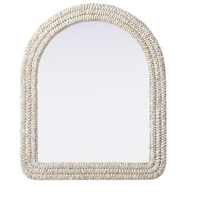 Elegant Lighting Arch Cornhusk Mirror 30x36 in Linen White