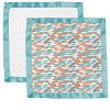 Bacati - Jungle Safari Camo Boys Muslin 2 pack Security Blankets Aqua Orange Gray - 4 of 4