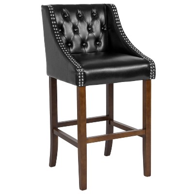 Merrick Lane Upholstered Barstool 30" High Transitional Tufted Barstool with Accent Nail Trim