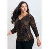 Avenue Women's Plus Size Naomi Print V Neck Gathered Sleeve Top - image 4 of 4