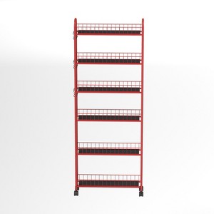 Vynxaria Red 6-Tier Utility Storage Shelves - Slim Rolling Cart with Baskets for Narrow Spaces - 1 of 4