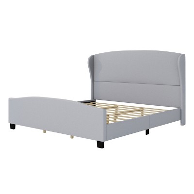 VYNXARIA Gray King Size 51" High Headboard Wingback Linen Upholstered Bed - No Box Spring Required