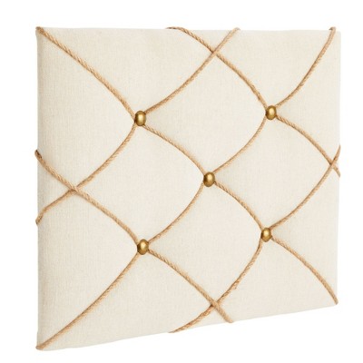 Beige Linen Fabric Photo Bulletin Board with Brass Accents, 16" x 12"