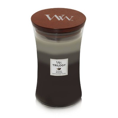 21.5oz Large Hourglass Jar Candle Warm Woods Trilogy - WoodWick