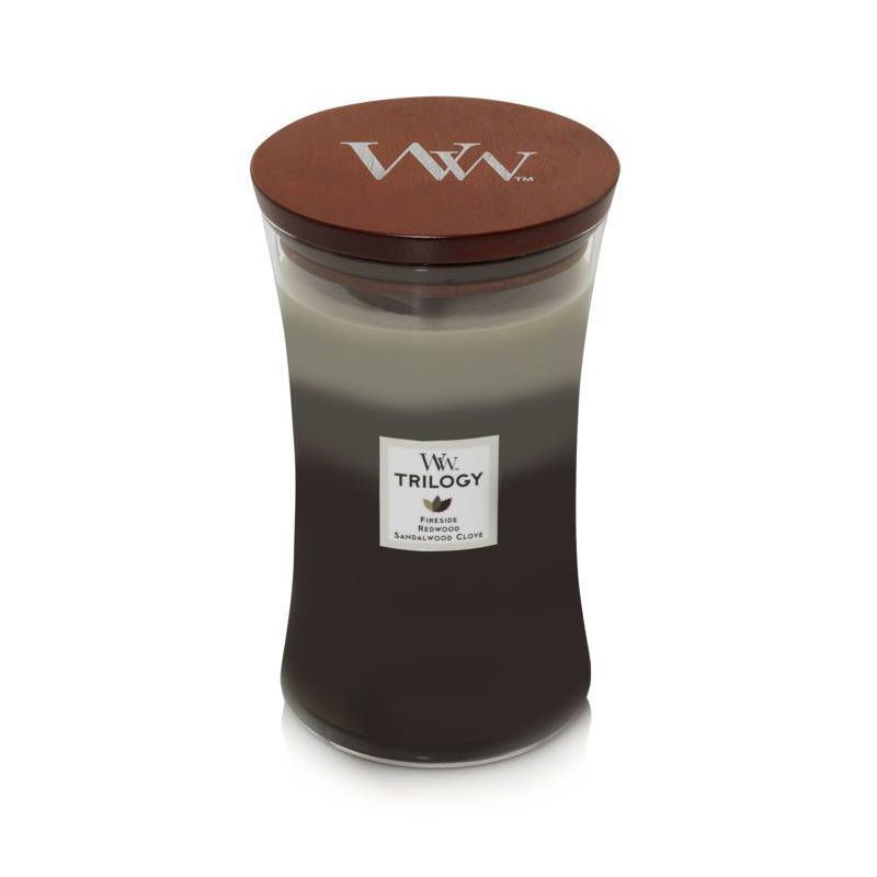 21.5oz Large Hourglass Jar Candle Warm Woods Trilogy - WoodWick, 1 of 7