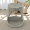 Mshliw Round Hollow Side Table with Wood Grain Texture, Indoor Outdoor Accent Table, Console Table, Weather-Resistant MGO End Table - 2 of 4