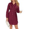 WhizMax Women's Corduroy Ruffle Hem High Waist Button Front Dress With Belt - 3 of 4