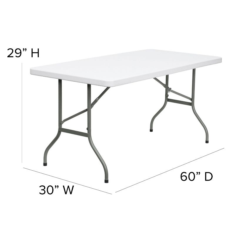 Flash Furniture 5-Foot Granite White Plastic Folding Table, 4 of 7