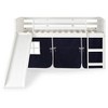 Donco Kids Louver Twin White Low Loft Bed With Slide & Blue Tent - 2 of 3