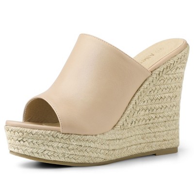 Allegra K Women's Open Toe Padded Insole Slip-on Platform Espadrille Sandals