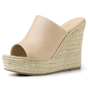 Allegra K Women's Open Toe Padded Insole Slip-on Platform Espadrille Sandals - 1 of 4