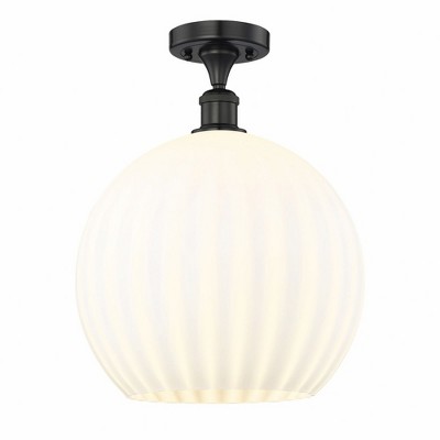 White Venetian - 1 Light Semi-Flush Mount In Modern Style-16.75 Inches Tall and 13.75 Inches Wide