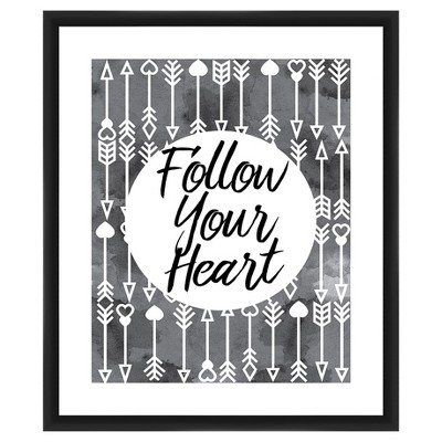 18" x 22" Matted to 2" Follow Your Heart Picture Framed Black - PTM Images