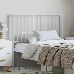 VidaXL Classic Eco-friendly White Metal Headboard - Robust Steel Construction, Comfortable Support, Easy Assembly, Fits Standard Size Beds - 1 of 4