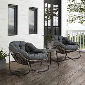 FIONECA Outdoor Rattan Rocking Chair with Cushion, Recliner for Porch, Patio & Living Room, Grey - 1 of 4