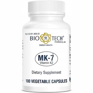 Bio-Tech Pharmacal MK-7 Vitamin K2 Supplement – 100 Vegetable Capsules – Natural Support for Cardiovascular & Bone Health, Kosher & Halal Certified - 1 of 4