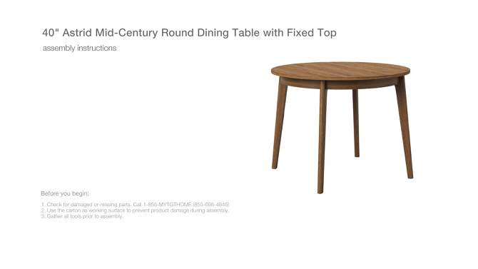 40" Astrid Mid-Century Round Dining Table with Fixed Top - Threshold™, 2 of 11, play video