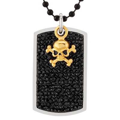 Men's Crucible Stainless Steel Black Crystal Dog Tag Pendant