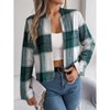 Women's Flannels Plaid Blazer Jackets Casual Long Sleeve Open Front Cropped Business Work Coat Tops - 3 of 4
