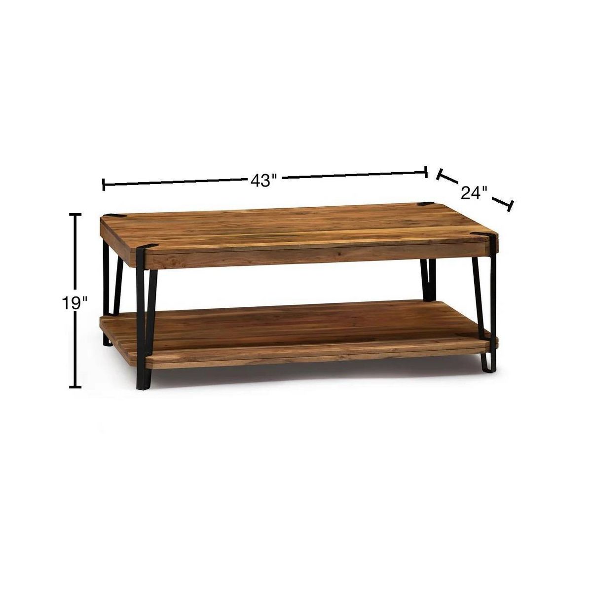 Alaterre Furniture Ryegate Live Edge Solid Wood Coffee Table Metal and Wood - thumbnail 8