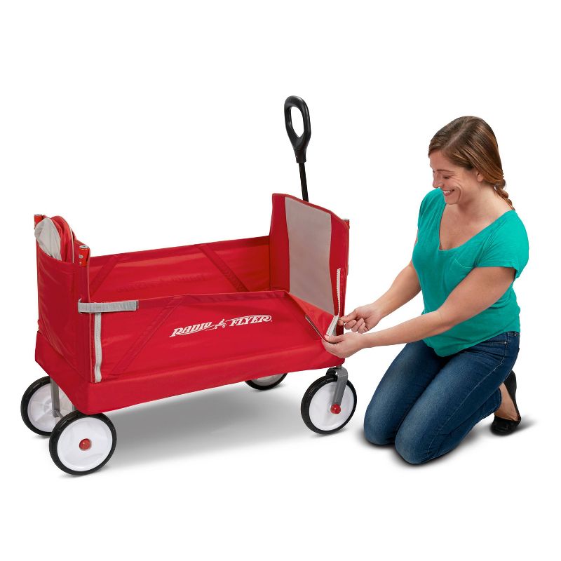 Radio Flyer 3 in 1 EZ Fold Wagon with Canopy - Red, 4 of 15
