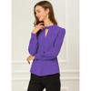 INSPIRE CHIC Women's Office Keyhole Elegant Stand Collar Long Sleeve Back Neck Button Blouse - 2 of 4