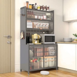 Kumasinova 73"Tall Kitchen Pantry Cabinet,6-Tier Hutch Cabinet with Pegboard,Adjustable Kitchen Cabinet,Anti-Tip Design,50lb Max Per Shelf - 1 of 4