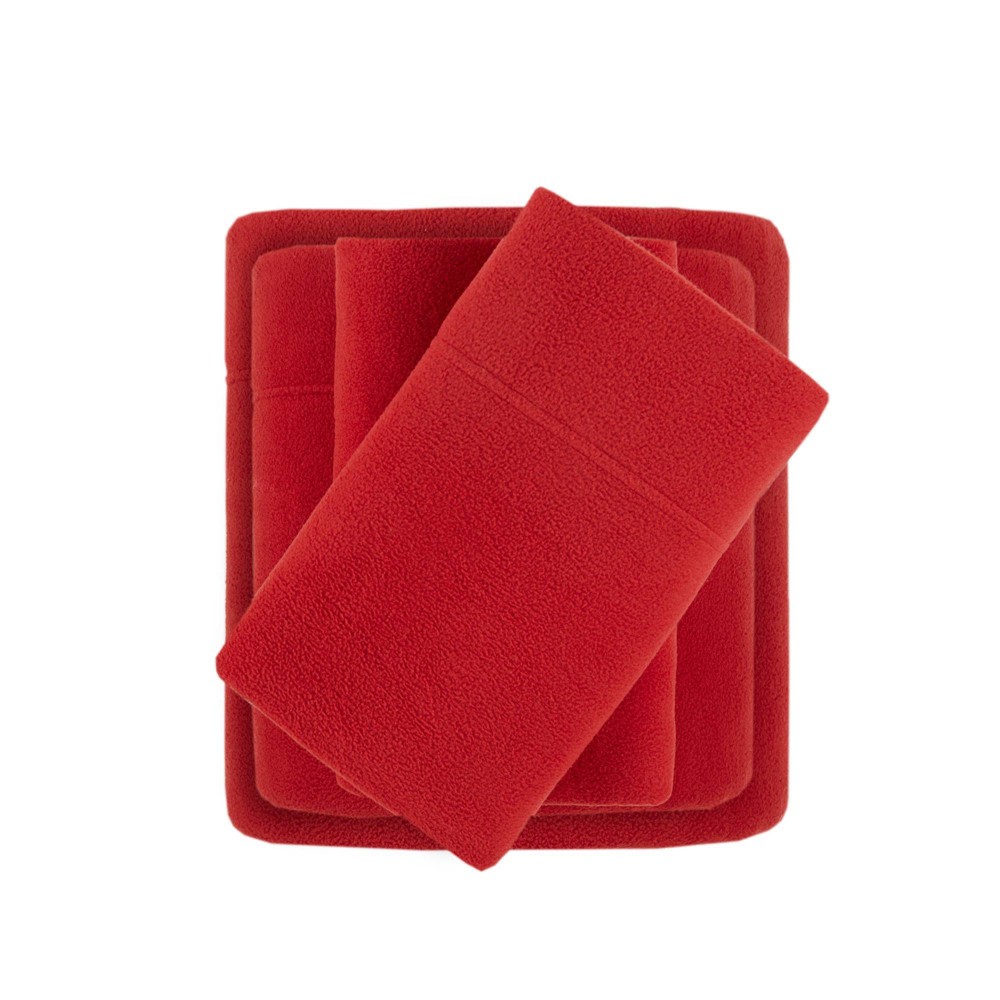 Photos - Bed Linen California King Micro Fleece Sheet Set Red - True North by Sleep Philosophy