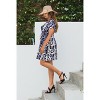LA LEELA Women's Vacation Summer Swimwear Mini Wrap Dress Beach Cover Up Beachwear Bikini Tunics Medium-Large Blue Shapes - 2 of 4