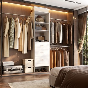 Aheaplus 21''-96'' Adjustable Closet System with 3 drawers, Hanging Rods, Storage Shelves - 1 of 4