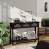 FONTOI Rattan Console Table, Entryway Table with 3 Smooth Gliding Drawers, Wood Sofa Table for Living Room, Black, 46.1*11.8*32.1 - 4 of 4
