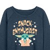 Women's - Star Wars - The Mandalorian Snack Enthusiast Grogu Lightweight French Terry Wide Neck Long Sleeve Graphic Shirt - 2 of 4