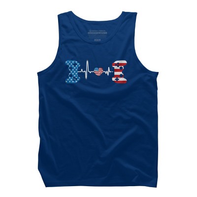 Men's Design By Humans July 4th Flag Heartbeat Video Gamer By Ujangkasep Tank Top
