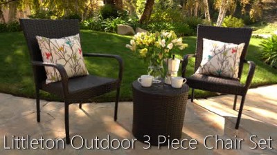 Charleston 3-Piece Brown Wicker Outdoor Stacking Chair Set
