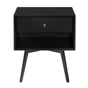 Gulches Black Nightstand - Mid-Century Modern Single-Drawer Accent Table - 1 of 4