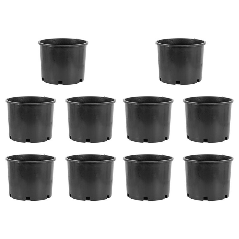 Pro Cal HGPK5PHD Round Circle 5 Gallon Wide Rim Durable Injection Molded Plastic Garden Plant Nursery Pot for Indoor or Outdoor (Set of 10), 1 of 7