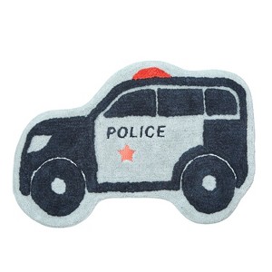 Everyday Kids Police Car Bedroom or Bathroom Rug -30x20 in; Hand Tufted 100% Cotton - 1 of 4