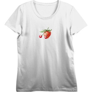 Strawberry And Cherry Fruit Adult Crew Neck Short Sleeve Tee - 1 of 3