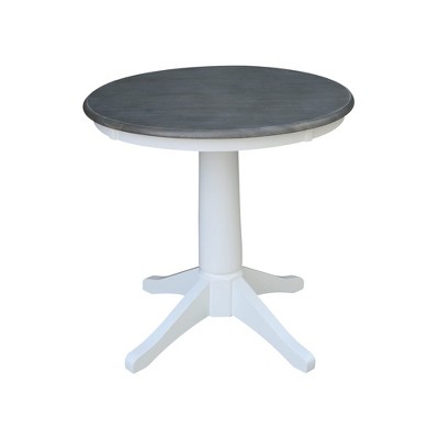 International Concepts 30" Round Top Pedestal Table - Dining Height - White/Heather Gray