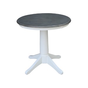 International Concepts 30" Round Top Pedestal Table - Dining Height - White/Heather Gray - 1 of 4