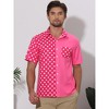 Lars Amadeus Men's Summer Polka Dots Short Sleeves Button Down Patchwork Shirt - 2 of 4