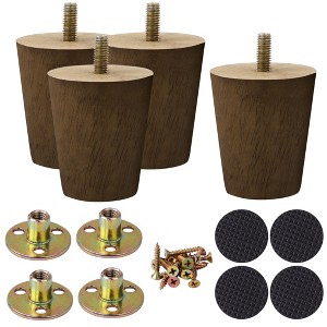 Unique Bargains Wood Furniture Sofa Dresser Legs Round Mid-Century Modern Replacement Feet Set of 4 - 1 of 4
