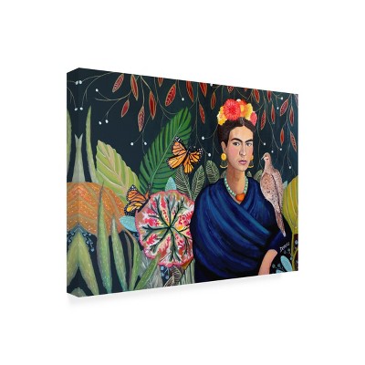 Frida Kahlo Portrait with Bird on Shoulder Canvas Art