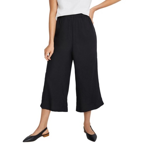 Ellos Women's Plus Size Wide-leg Crop Pants, 22 - Black : Target