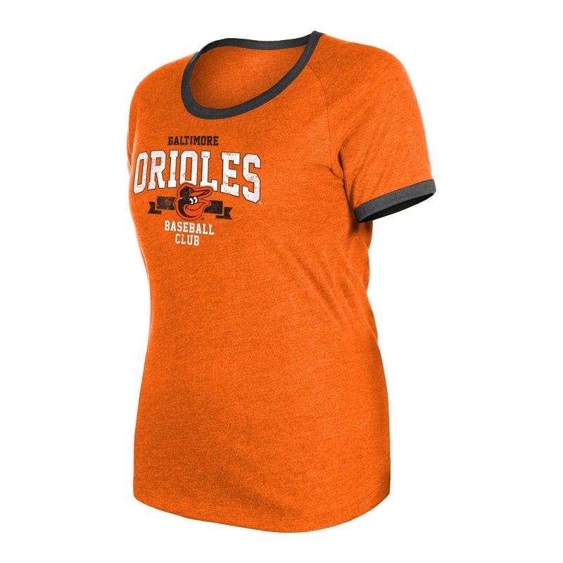 MLB Baltimore Orioles Women&#39;s Heather Bi-Blend Ringer T-Shirt, 3 of 7