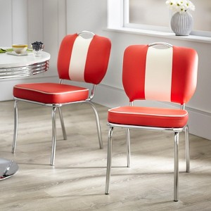 Buylateral Set of 2 Raleigh Retro Faux Leather Dining Chairs - 1 of 4