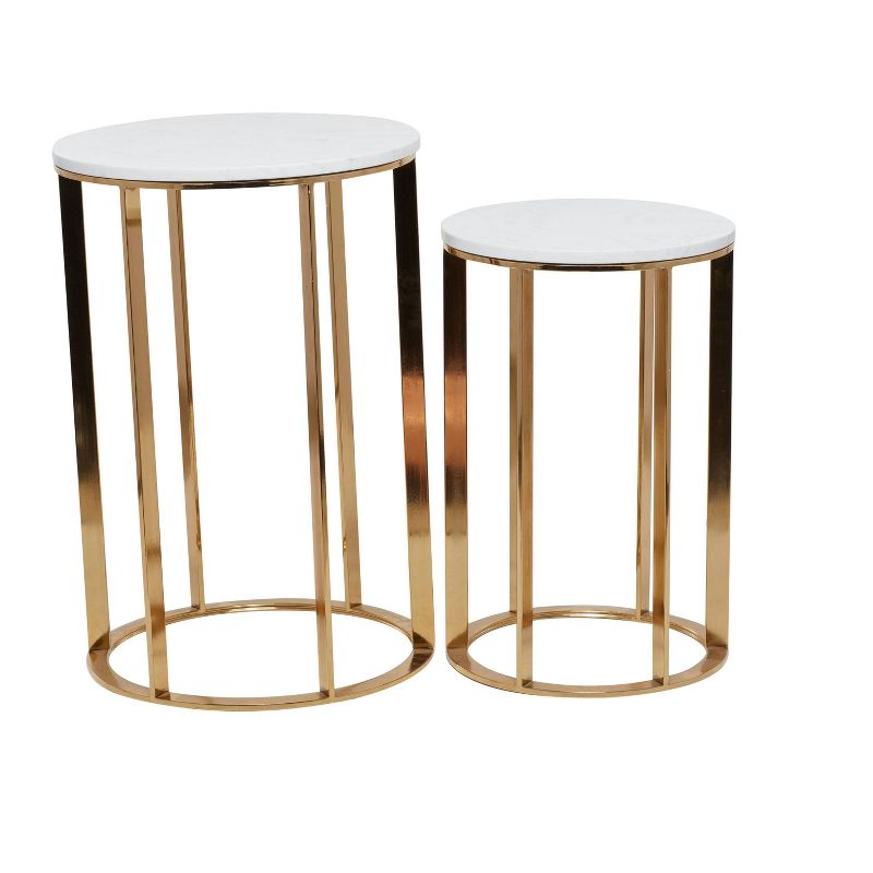 Set of 2 Gold Contemporary Metal and Marble Accent Tables - Olivia &#38; May, 3 of 13