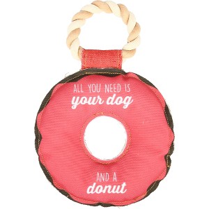 Pavilion Gift Company - Dog and a Donut - 10.75" Canvas Dog Toy on Rope - Pet Toy - 1 of 4